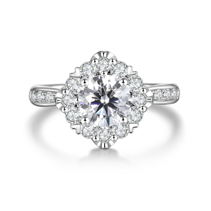 Vintage Elegance Reimagined: 1.05CT VVS1 Premium Diamond Ring | Exquisite Halo Setting & Diamond-Encrusted Band