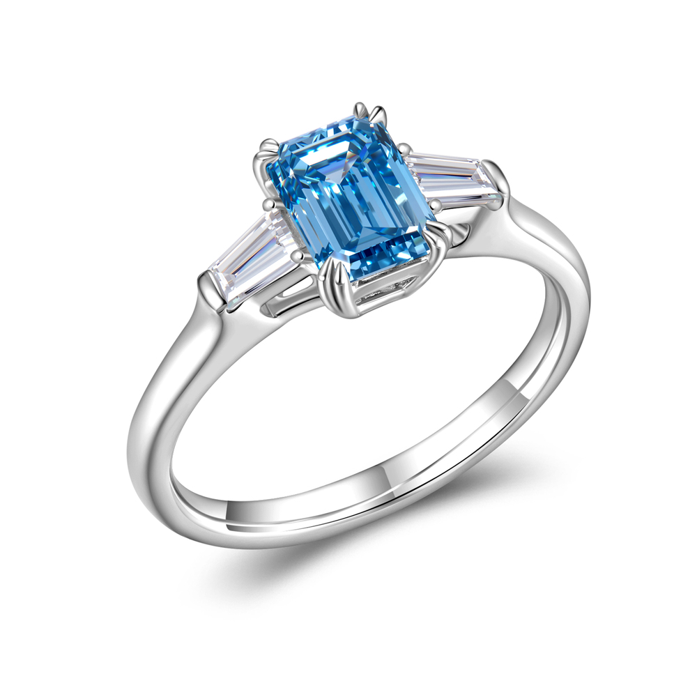 950 Platinum Ring | 1.727 ct. tw. VVS Blue Center Stone | Classic Three-Stone Design