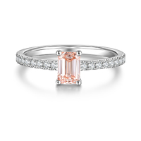 18K White Gold Emerald Cut Pink Diamond Ring | Accented with Pavé Diamonds