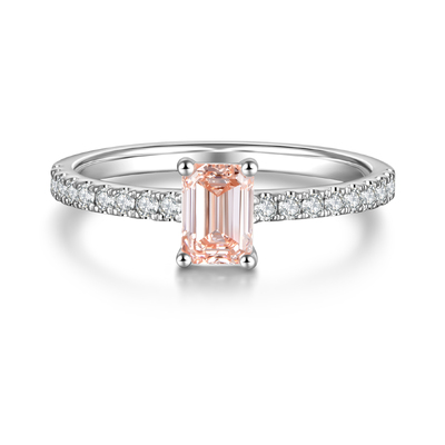 Elegant Emerald Cut Pink Diamond Ring 