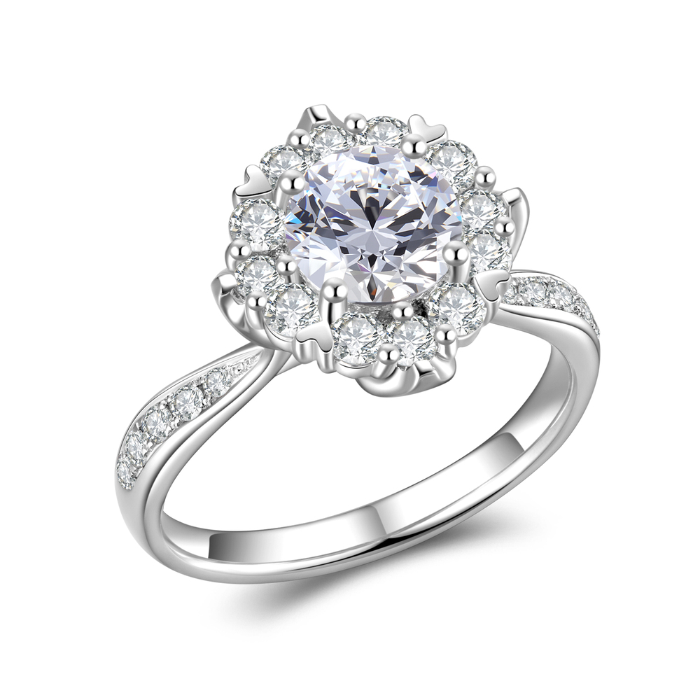 Vintage Elegance Reimagined: 1.65 ct. tw. VVS1 Premium Diamond Ring | Exquisite Halo Setting & Diamond-Encrusted Band