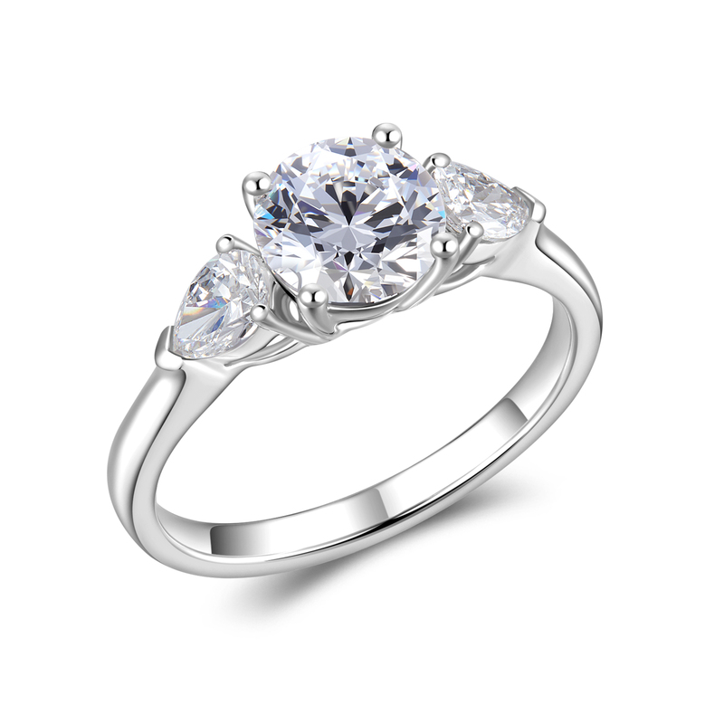 Platinum 950 Three-Stone Diamond Ring | 1.545ct. tw. D-VVS | Pear-Cut Accent Stones