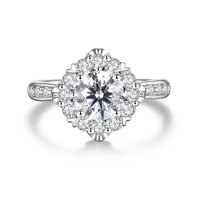 Vintage Elegance Reimagined: 1.65 ct. tw. VVS1 Premium Diamond Ring | Exquisite Halo Setting & Diamond-Encrusted Band