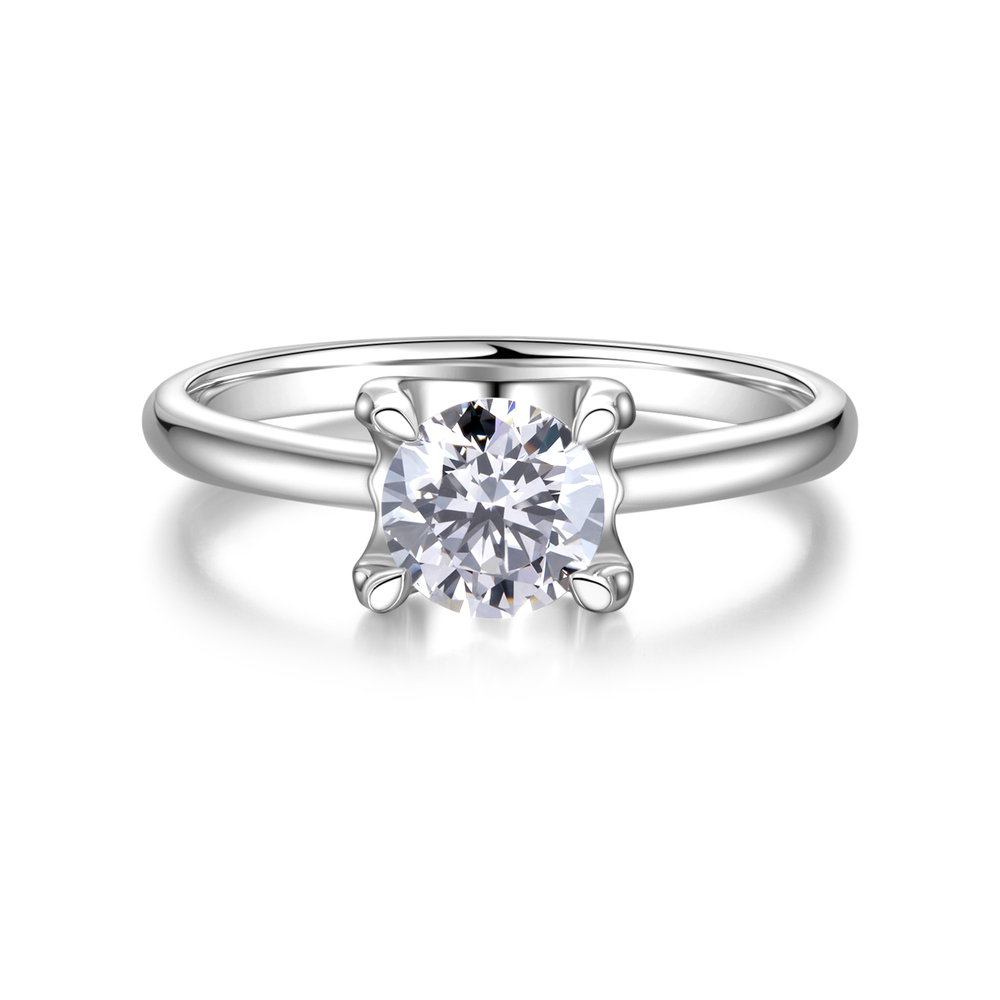 Four-Prong Solitaire Engagement Ring in 18K White Gold | Features a Comfort Fit Design
