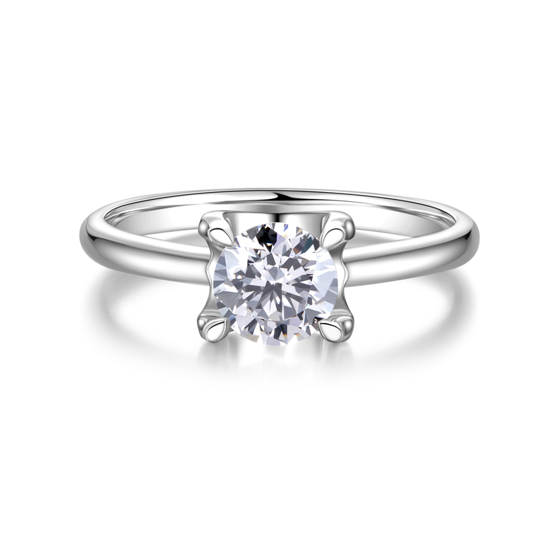 Four-Prong Solitaire Engagement Ring in 18K White Gold | Features a Comfort Fit Design