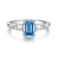 PT950 Platinum Ring | 1.527ct. tw.VVS Blue Center Stone | Classic Three-Stone Design