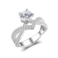 V-Shaped Diamond Ring with Pavé Band | 1.15 ct Center Stone