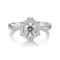 Pt950 Diamond Halo Ring | 0.63 Ct D-E Color VVS Clarity Twisted Band