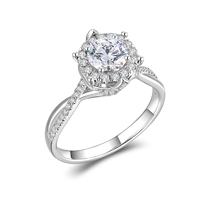 Pt950 Diamond Halo Ring | 0.63 Ct D-E Color VVS Clarity Twisted Band