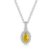 Oval Yellow Diamond Halo Necklace in 950 Platinum (0.44 ct.)