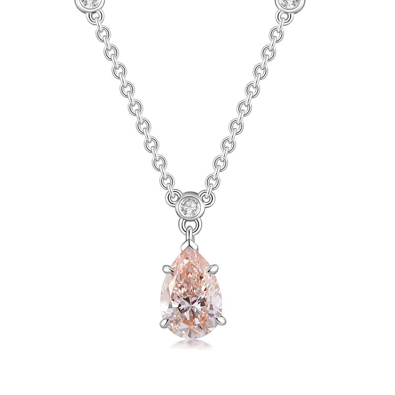Elegant Pear-Cut Fancy Pink Lab-Grown Diamond Pendant, VS Clarity, 18K White Gold