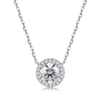 1.2ct. D-Color Round Diamond Halo Necklace in 950 Platinum