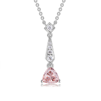 0.76Ct Triangular Pink Diamond Necklace | Gradated Diamond Halo in 18K White Gold