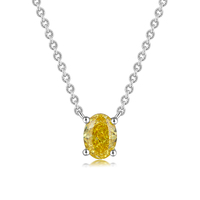 Minimalist 0.62 ct. Oval-Cut Fancy Yellow Lab-Grown Diamond Pendant, VS Clarity, 18K White Gold