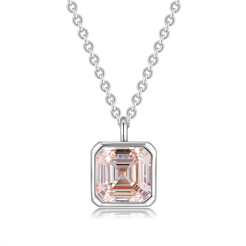 Modern 1.56 ct. tw. Asscher-Cut Fancy Pink Lab-Grown Diamond Pendant, VS Clarity, 18K White Gold