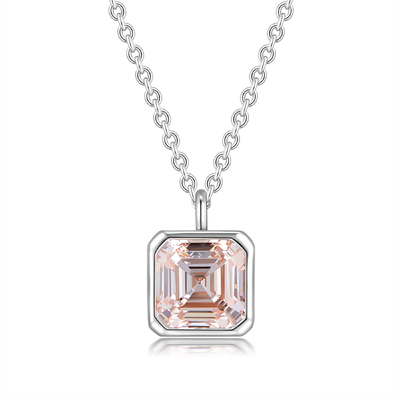 Asscher-Cut Pink Diamond Solitaire Necklace