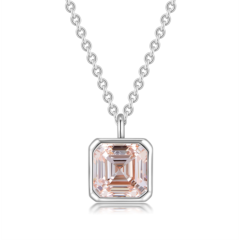 Modern 1.56 ct. Asscher-Cut Fancy Pink Lab-Grown Diamond Pendant, VS Clarity, 18K White Gold