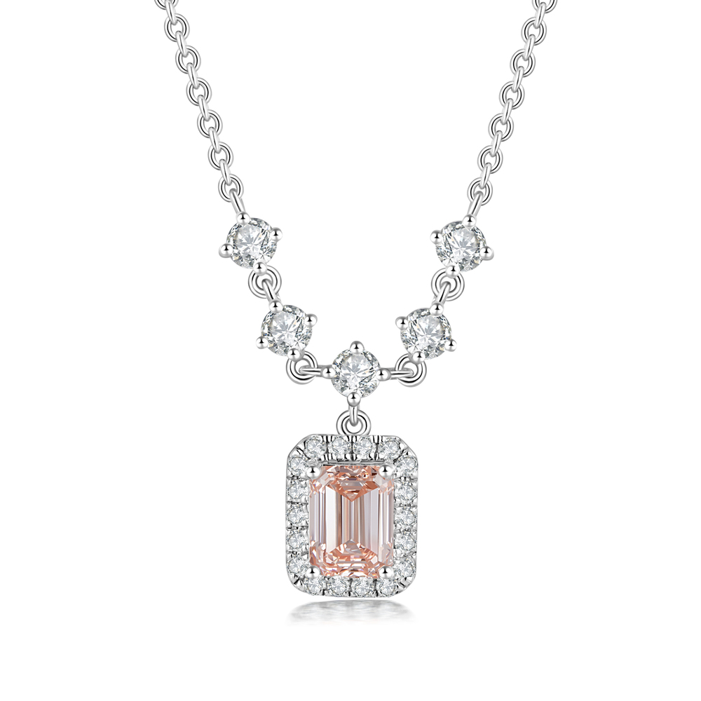 18K White Gold 0.85 ct. tw. Emerald-Cut Pink Diamond Pendant (VS Clarity)