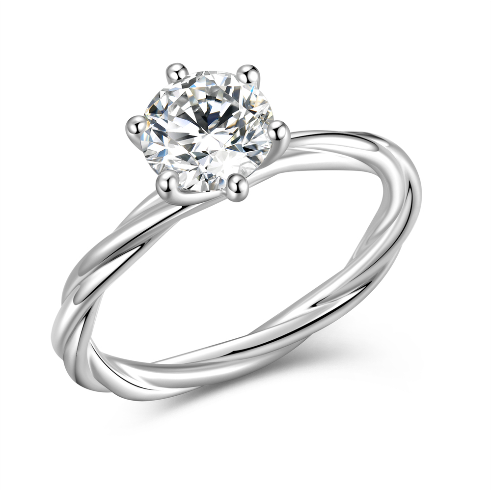 Platinum Twisted Shank Diamond Ring | 1.16 ct. tw. D Color VS1 | Six-Prong Setting