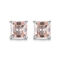 Asscher Cut Pink Diamond Stud Earrings test(1.82ct-VS-18KW)