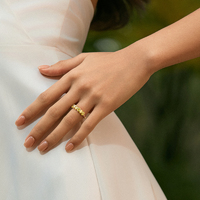 18K Yellow Gold Oval Yellow Diamond Band | 7-Stone Row Setting | Luxury Fancy Color Diamond Stacking Ring