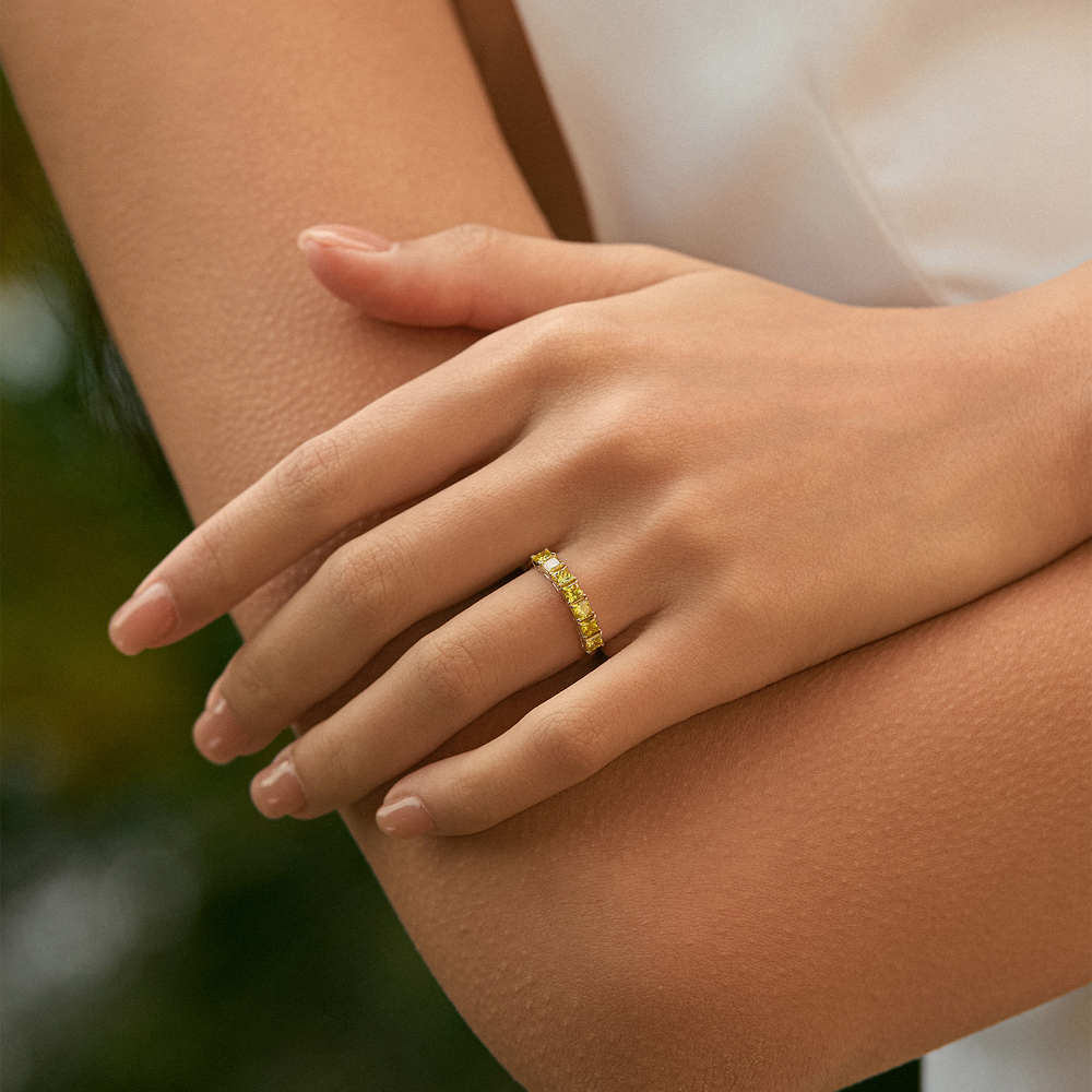 Eternal Seven | Bespoke Four-Prong Multi-Shape Diamond Band (Custom Color & Metal)