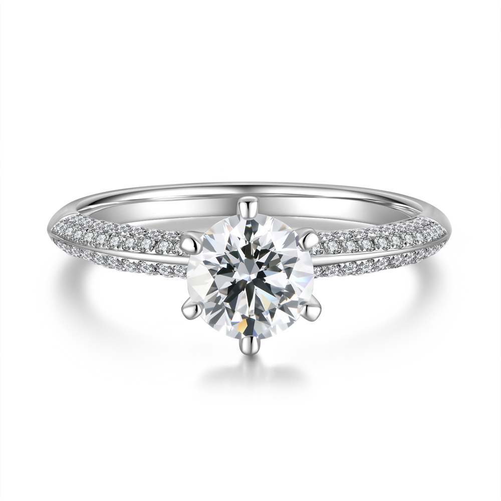 1.09 ct D-E Color VVS Clarity Diamond Ring | Half-Eternity Setting | 18K Gold