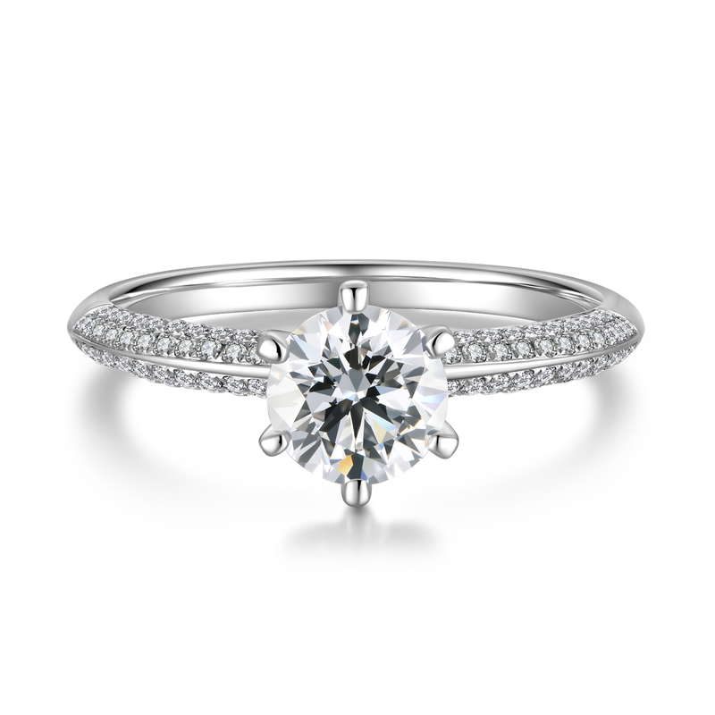 1.09Ct D-E Color VVS Clarity Diamond Ring | Half-Eternity Setting | 18K Gold