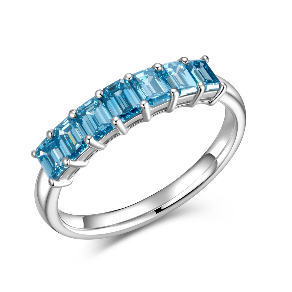 1.078 ct. tw. Emerald Cut Blue Diamond Band | 950 Platinum | A Statement of Individual Elegance
