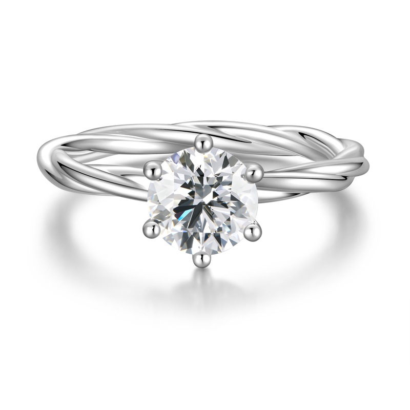 Platinum Twisted Shank Diamond Ring | 1.16Ct D Color VS1 | Six-Prong Setting