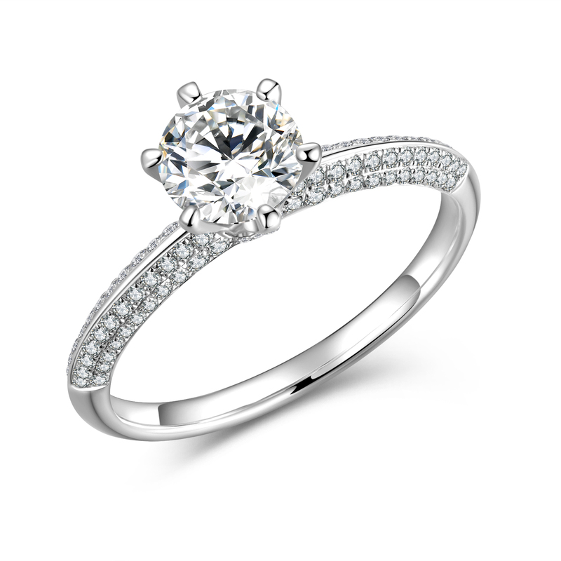 1.09Ct D-E Color VVS Clarity Diamond Ring | Half-Eternity Setting | 18K Gold