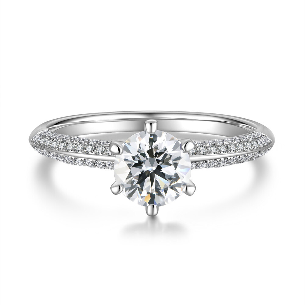 1.09 ct D-E Color VVS Clarity Diamond Ring | Half-Eternity Setting | 18K Gold