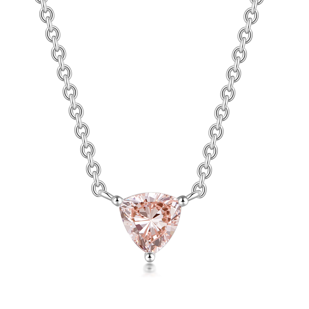 Romantic Trillion - Cut Lab - Grown Pink Diamond Pendant in 18K White Gold(0.43 ct. tw.)