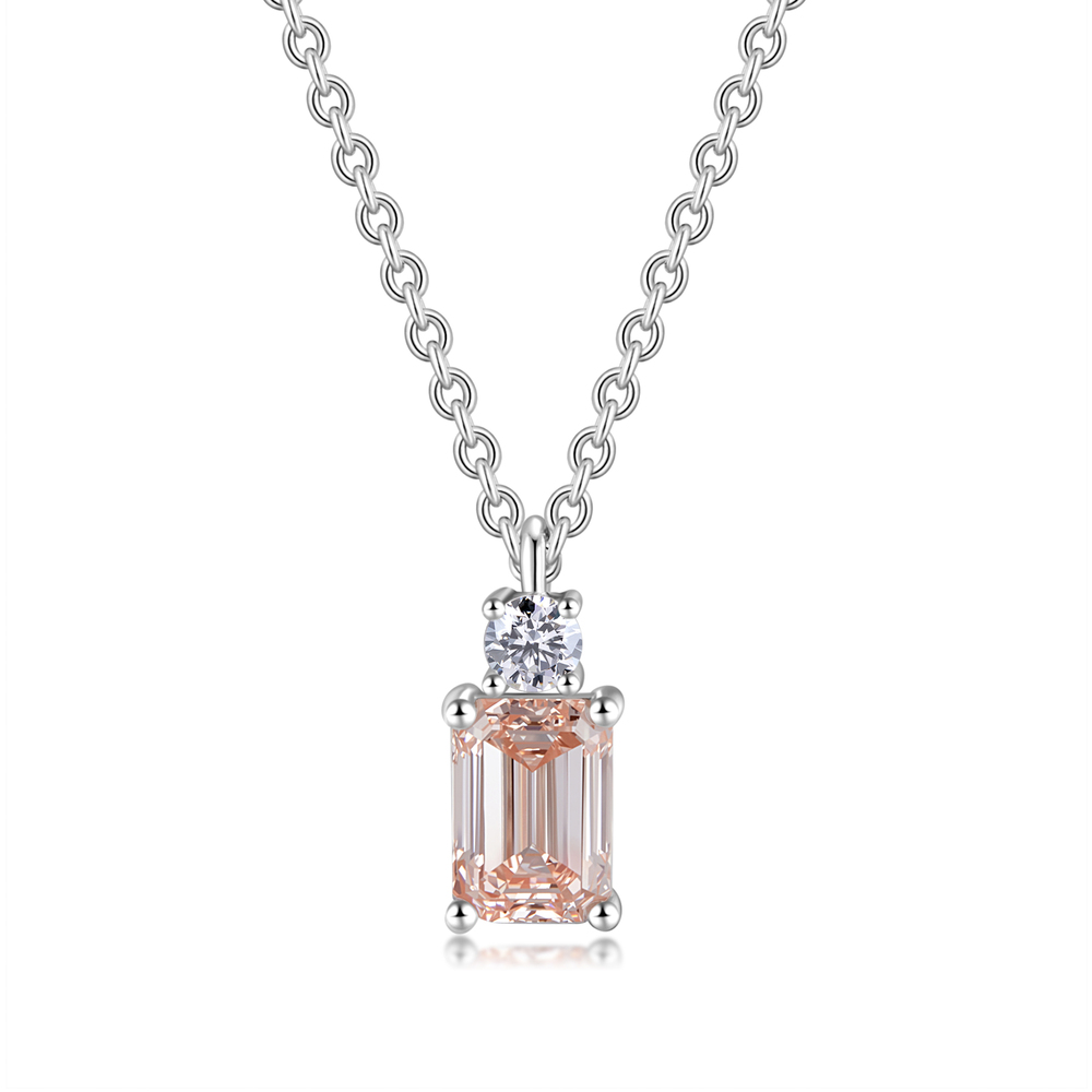 Ethereal Emerald Cut Pink Diamond Necklace (0.54 ct. tw.) in 18K White Gold