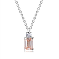 Ethereal Emerald Cut Pink Diamond Necklace (0.5 ct. tw.) in 18K White Gold