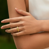 18K Yellow Gold Oval Yellow Diamond Band | 7-Stone Row Setting | Luxury Fancy Color Diamond Stacking Ring