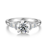 1.52 ct. tw. Classic Three-Stone Diamond Ring | 1.27 ct D Color Round Centerpiece, 950 Platinum with Baguette Side Stones