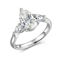 Platinum Pear Three-Stone Ring | 2.50Ct D-E Color VS | 2.86Ct Total Weight