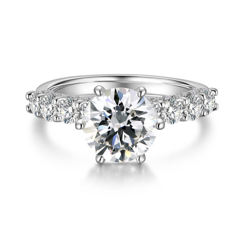 2.03CT Lace-Inspired Diamond Ring | Pt950 Platinum | D-E Color, VS Clarity | Luxury Round Brilliant & 1.159CT Side Stones