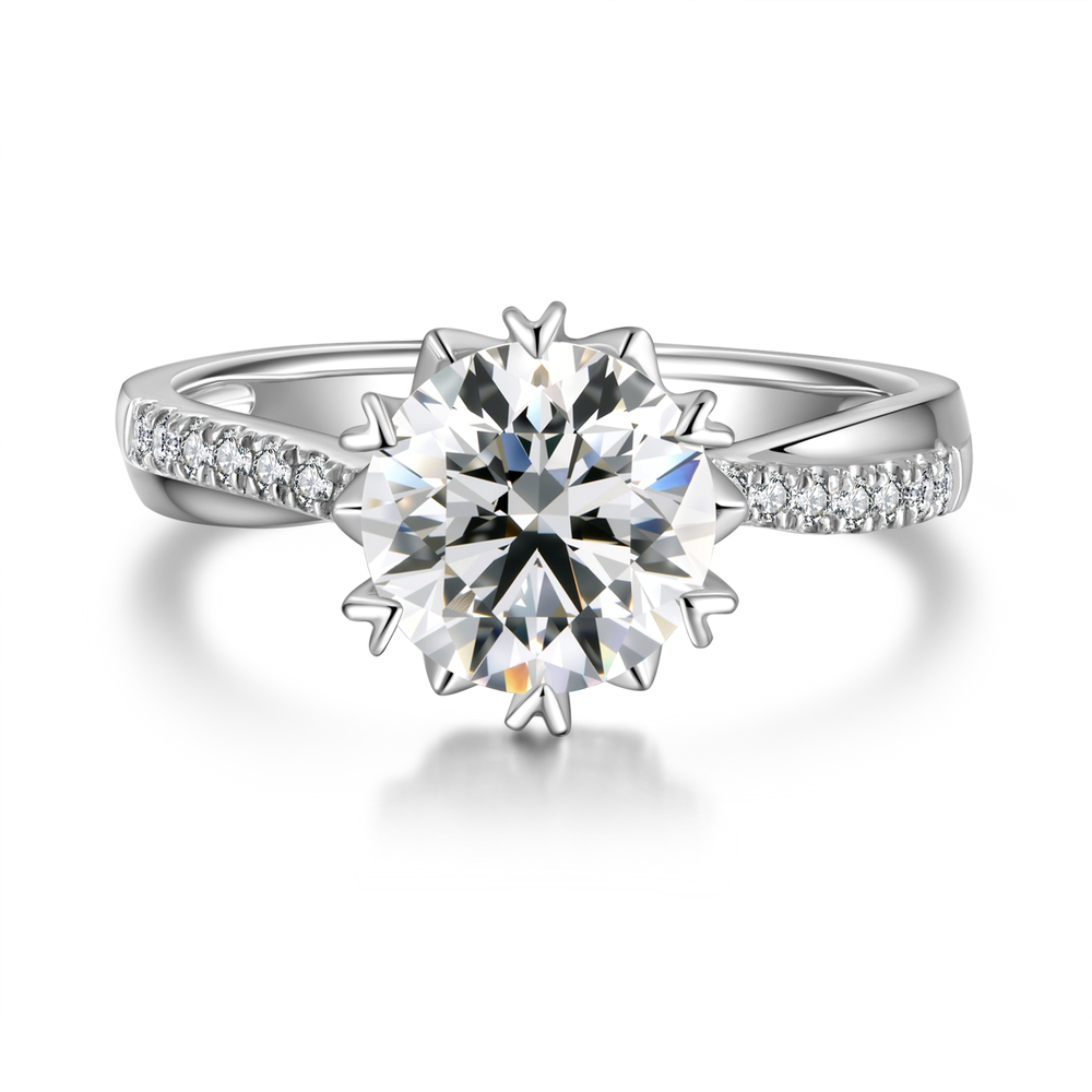 2.18 ct. tw. Snowflake Setting Diamond Ring | Pt950 Platinum | D-E Color, VS Clarity | Elegant Twisted Band Engagement Ring