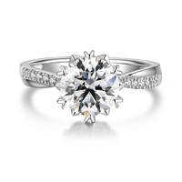 2.07CT Snowflake Setting Diamond Ring | Pt950 Platinum | D-E Color, VS Clarity | Elegant Twisted Band Engagement Ring