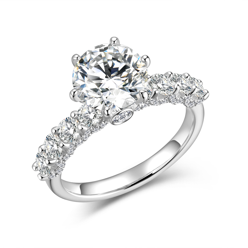 3.18 ct. tw. Luxury Pave Diamond Ring | 2.03 ct D-E Round Center Stone, 950 Platinum High-End Jewelry