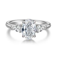 Platinum Oval Three-Stone Ring | 1.64Ct D-E Color VS | Internationally Certified