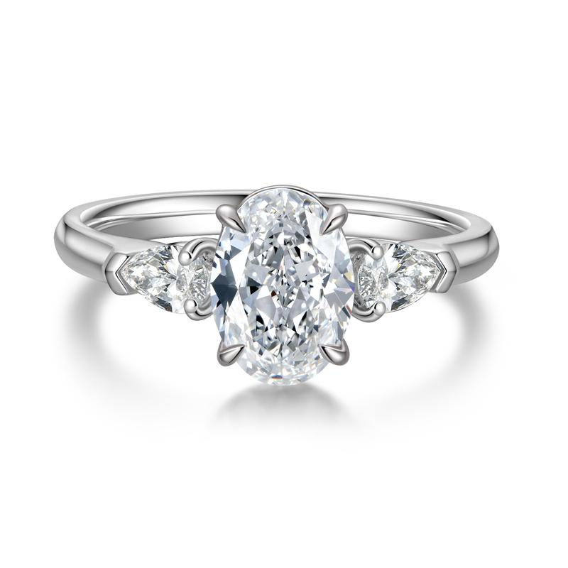 Platinum Oval Three-Stone Ring | 1.64Ct D-E Color VS | Internationally Certified