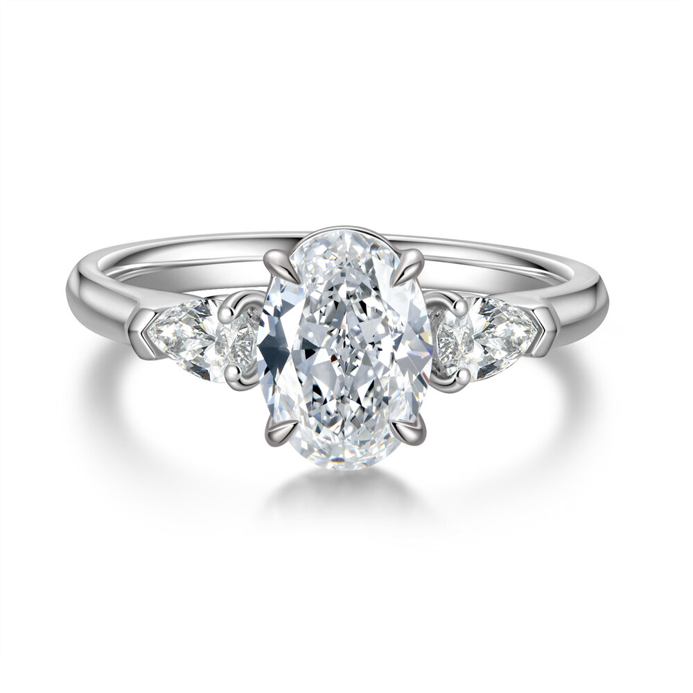 1.99 ct. tw. Luxury Three-Stone Diamond Ring | 1.64 ct D-E Oval Center Stone, 950 Platinum Elegant Band