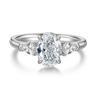 1.99 ct. tw. Luxury Three-Stone Diamond Ring | 1.64 ct D-E Oval Center Stone, 950 Platinum Elegant Band