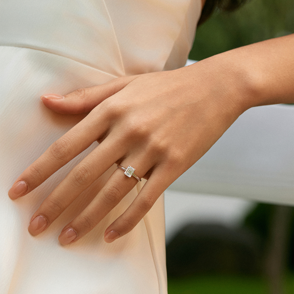 Bespoke 4-Prong Solitaire Ring, Customizable Center Stone & Metal Finish