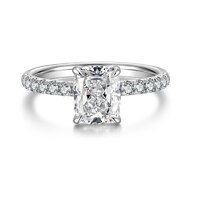 Platinum Gold Cushion Cut Diamond Ring | 1.93 ct. tw. D-E Color VS | Full Pavé Setting