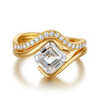 Sculpted Elegance: 18K Gold V-Shaped Pavé Band | Versatile Stacking Design for a Sophisticated Look
