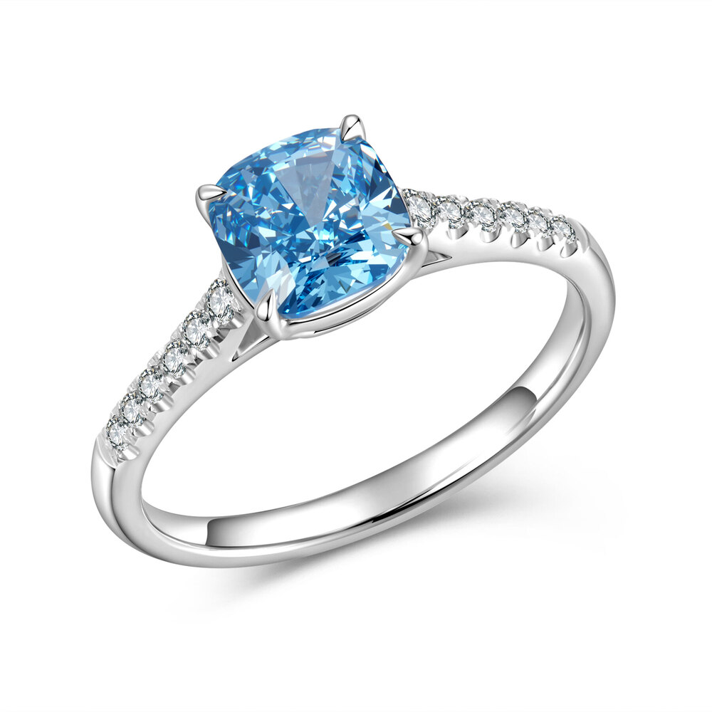 Classic Three-Stone Diamond Ring: Sharp 4-Prong Setting, Customizable Center Stone & Metal